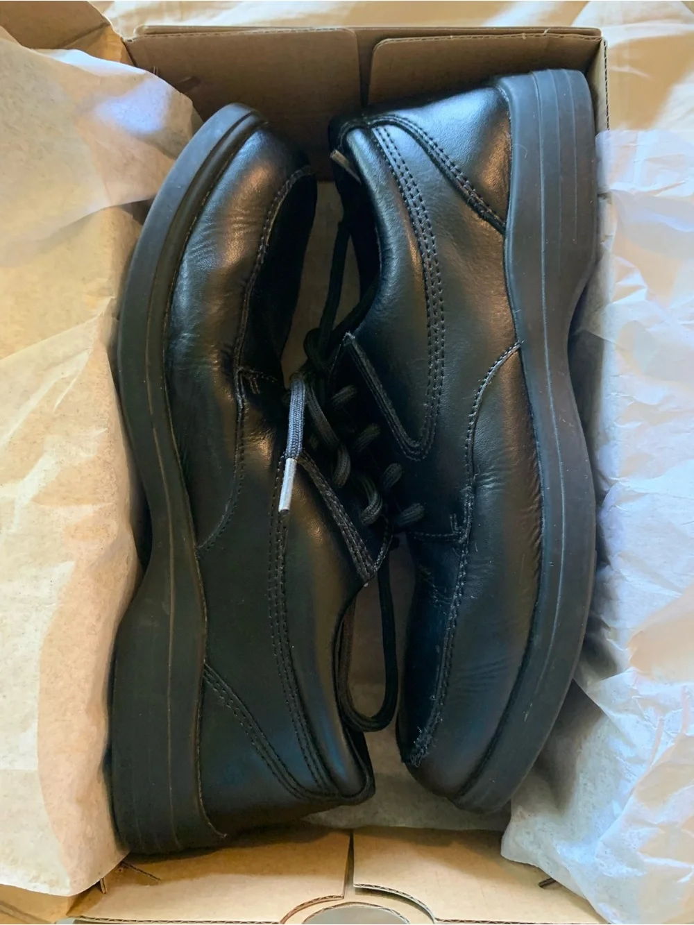 Hush Puppies Boys Black Lace-Up Leather Dress Shoes Size 3 1/2 M